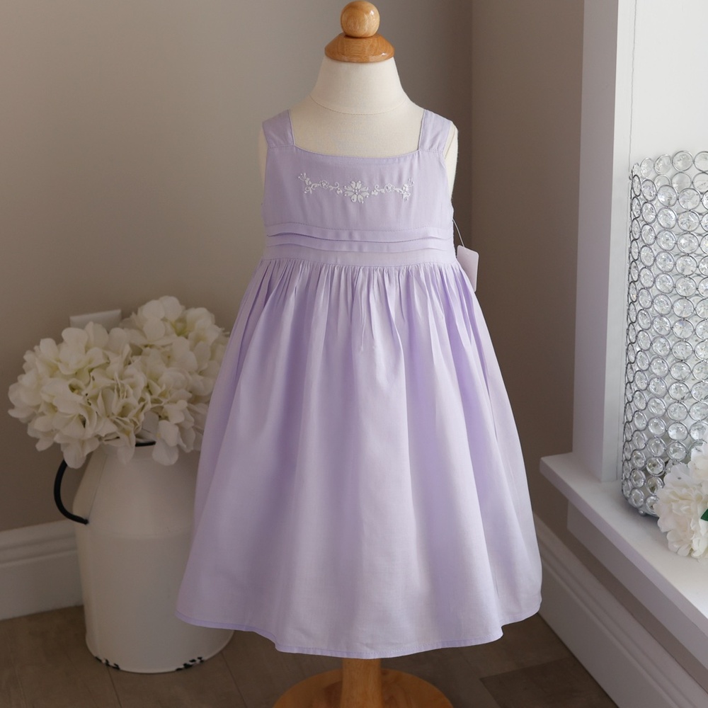 Strasburg Dress Lavender Lilac 100% Cotton Size 18/24 Months Hand-Embroidery